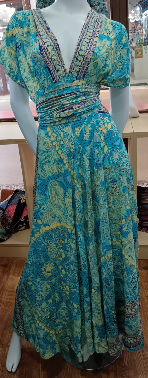 Printed tie up dress