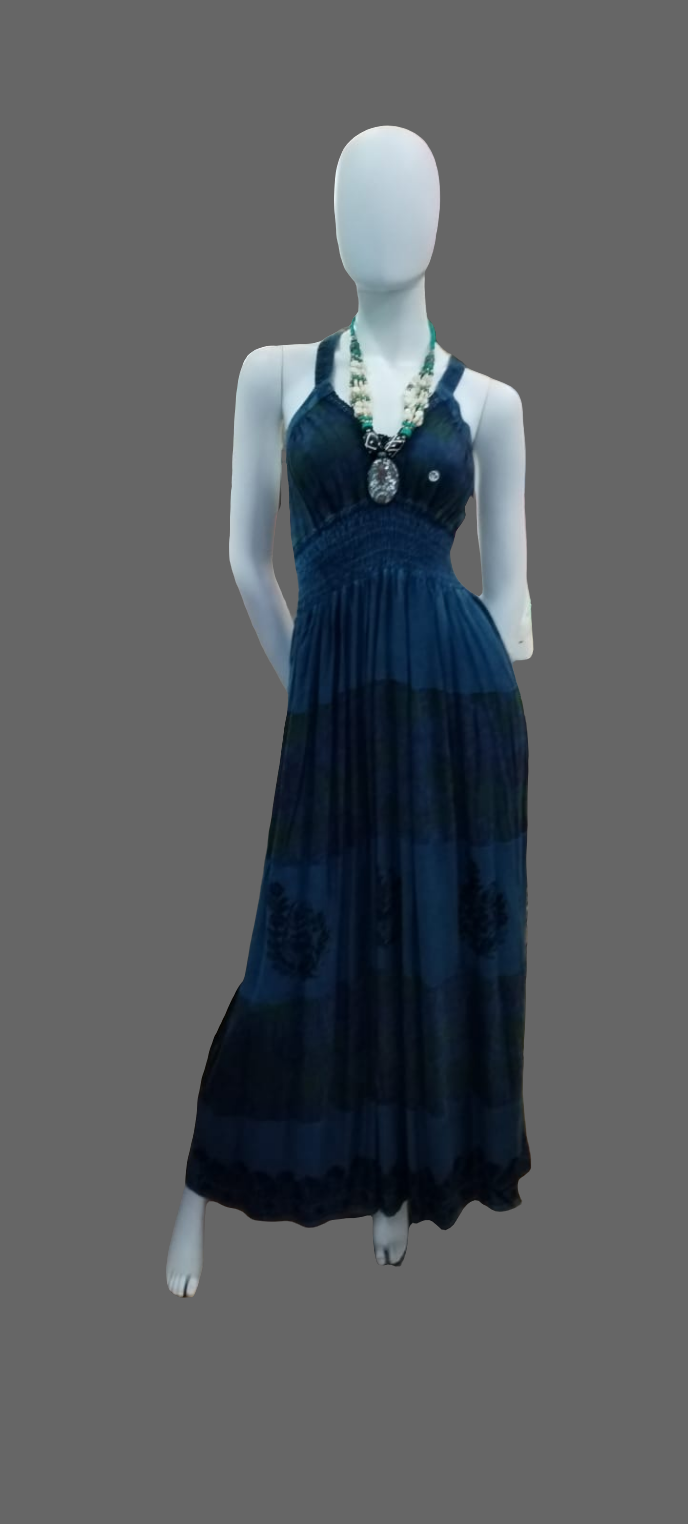 Sleeveless fit and flare dress with embroidery.