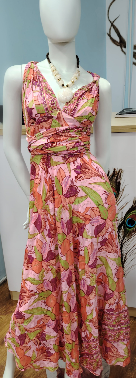 Printed tie up dress