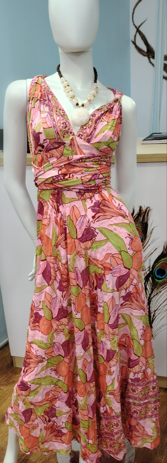 Printed tie up dress