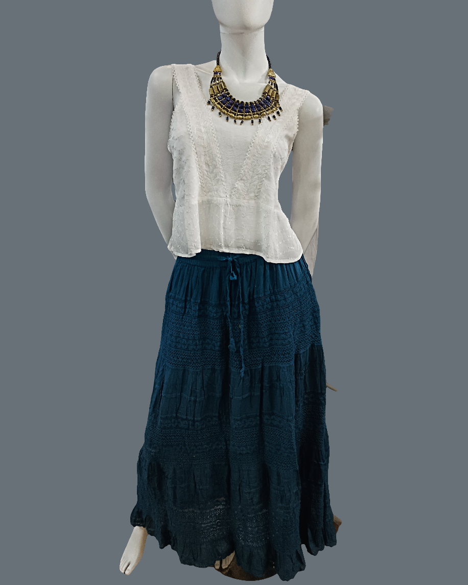 Cotton flared skirt with elasticated waist