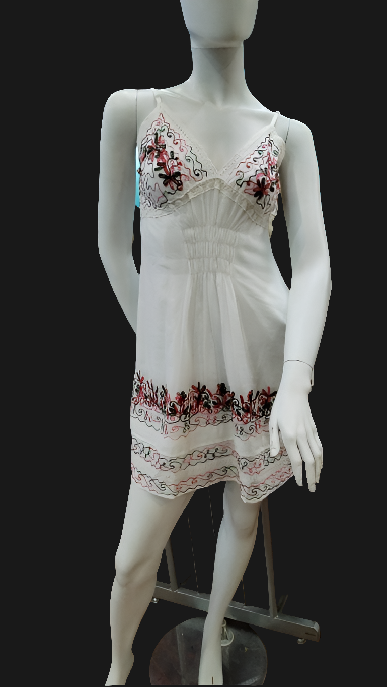 Mini dress with multi color embroidery